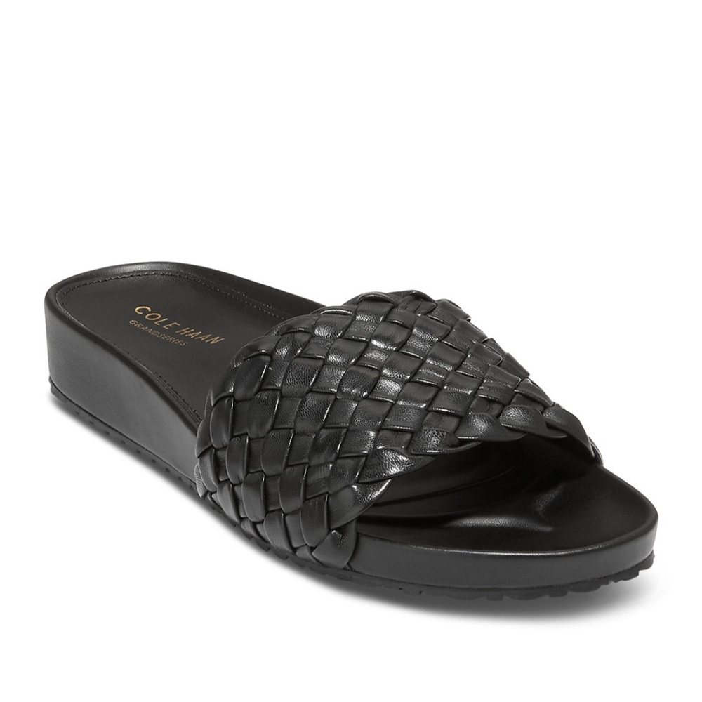 Sz 6 Cole Haan Mojave Black Leather Slides